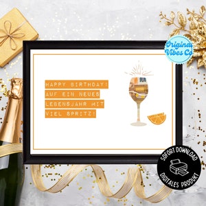 Geburtstag Geldgeschenk, mehr Spritz, PDF Din-A4 Download zum Ausdrucken, lustige Geburtstagskarte, Geldscheine Verpackung Idee, Aperoli