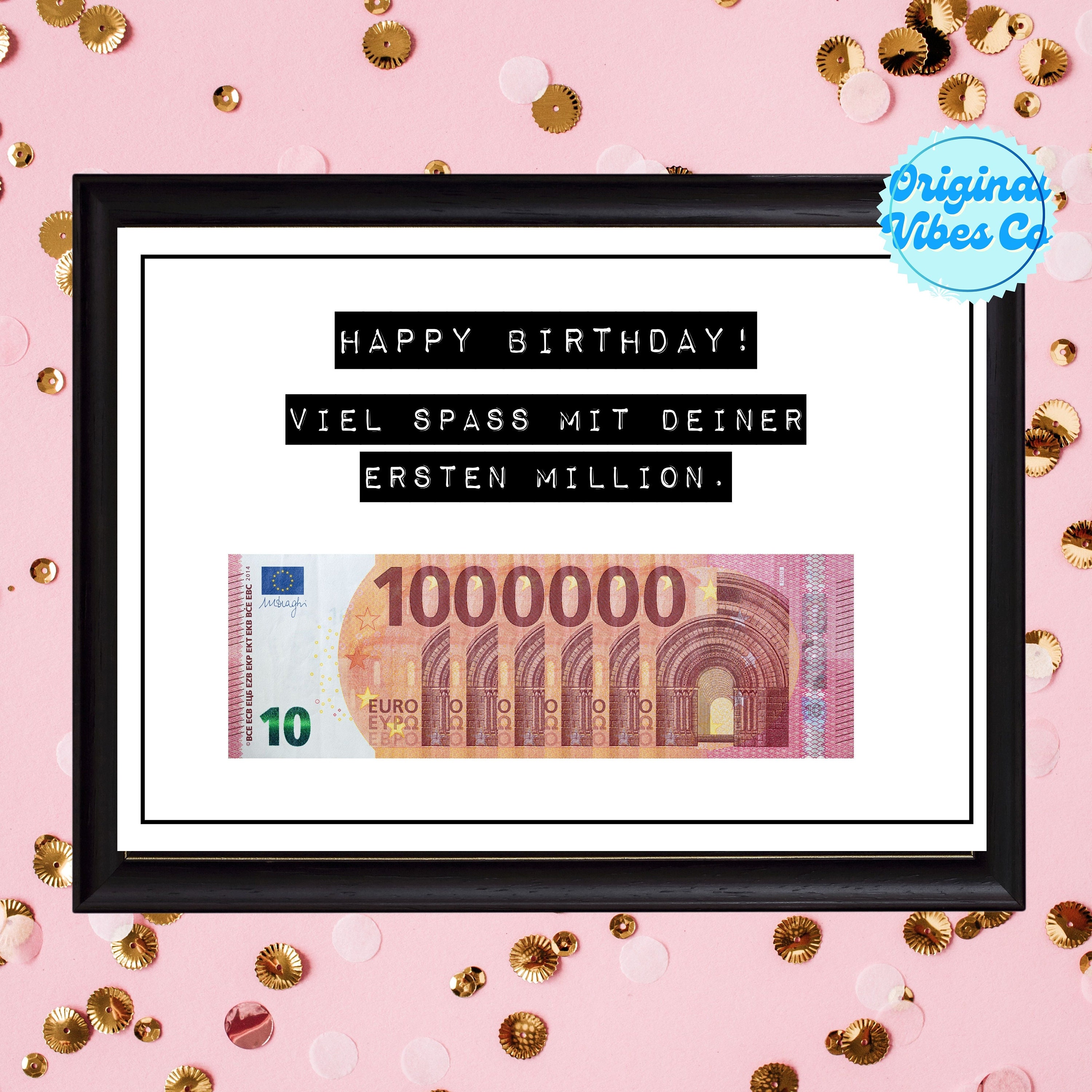 Geldgeschenk Geburtstag, Erste Million, PDF Download zum Ausdrucken Din