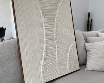 Jambiani – Textured White Plaster Painting | Abstract Textured Wall Art | Modern Relief Wall Decoration | Handmade Minimalist Art