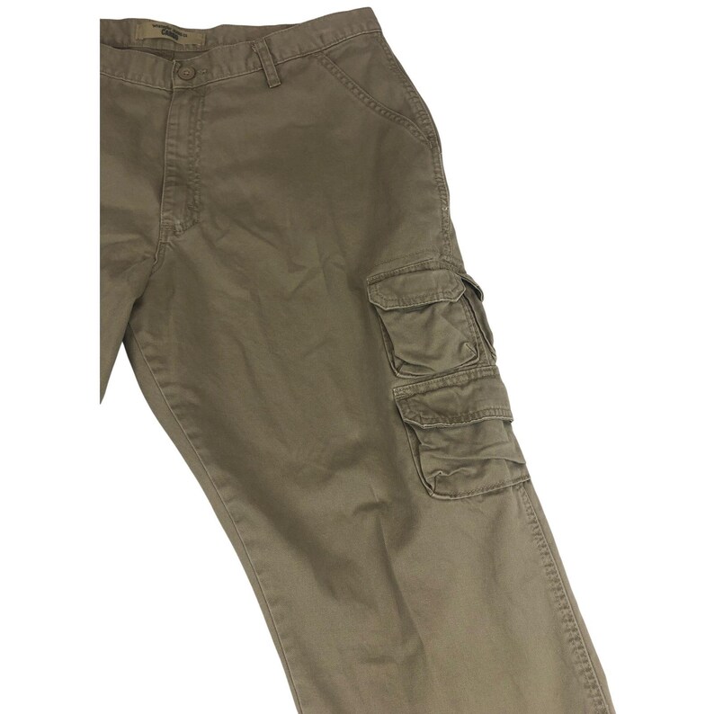 Pantalones cargo para hombre Wrangler Jeans Co color caqui oscuro, talla 38x32, pierna recta, ropa de trabajo resistente. imagen 8