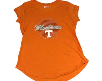 Camiseta naranja de cuello en V para mujer, talla grande, de los Russell University of Tennessee Volunteers
