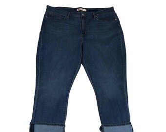Signature by Levi Strauss Womens Mid Rise Capri Jeans Dark Wash mit Bündchen Größe 18