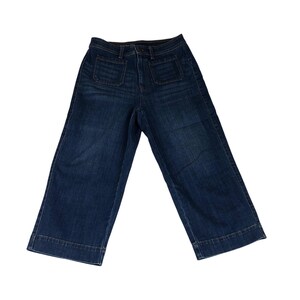 Talbots Flawless High-Waist Wide-Leg Crop Jeans Blue Petite 8P Patch Pockets