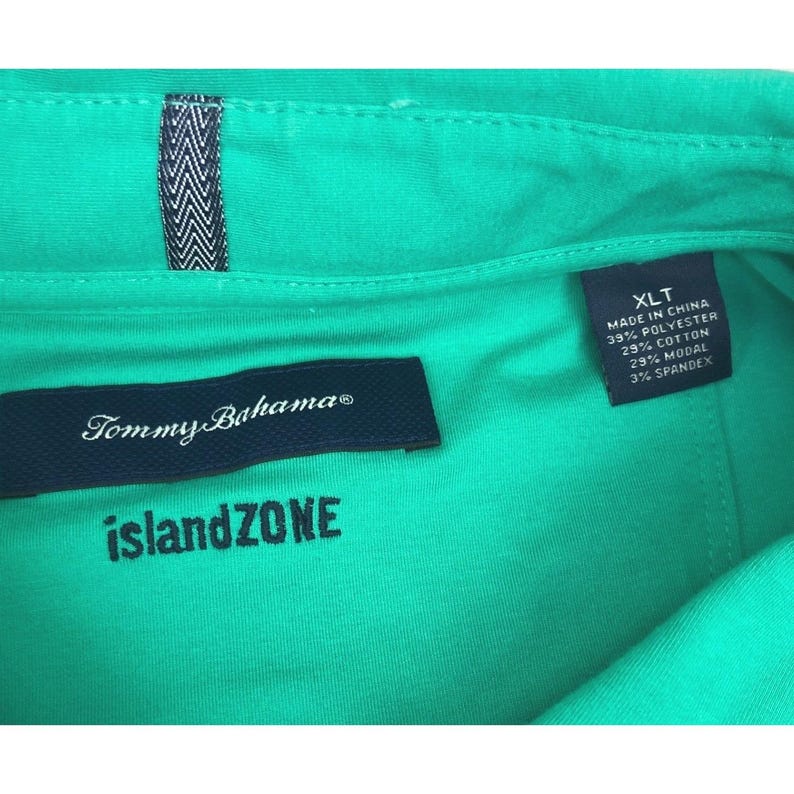 Tommy Bahama IslandZone Polo Shirt Mens XLT Green Short Sleeve Moisture Wicking image 3