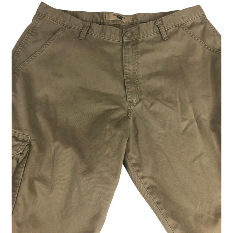 Pantalones cargo para hombre Wrangler Jeans Co color caqui oscuro, talla 38x32, pierna recta, ropa de trabajo resistente. imagen 5
