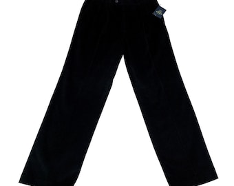 Pantalones Enro Classic para hombre, de pana negra, plisados, de pierna recta, talla 34x32, nuevos con etiquetas, pierna ancha.