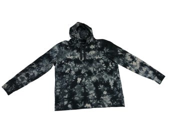 Sudadera con capucha Lucky Brand para hombre, talla XL, estilo tie-dye, color negro y blanco, de algodón, estilo grunge streetwear.