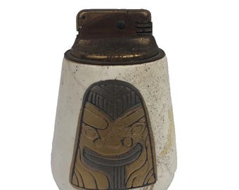 Vintage Sascha B Brastoff Tiki Table Lighter Ashtray L1 Mid Century Stoneware