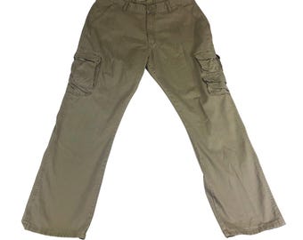 Pantalones cargo para hombre Wrangler Jeans Co color caqui oscuro, talla 38x32, pierna recta, ropa de trabajo resistente.