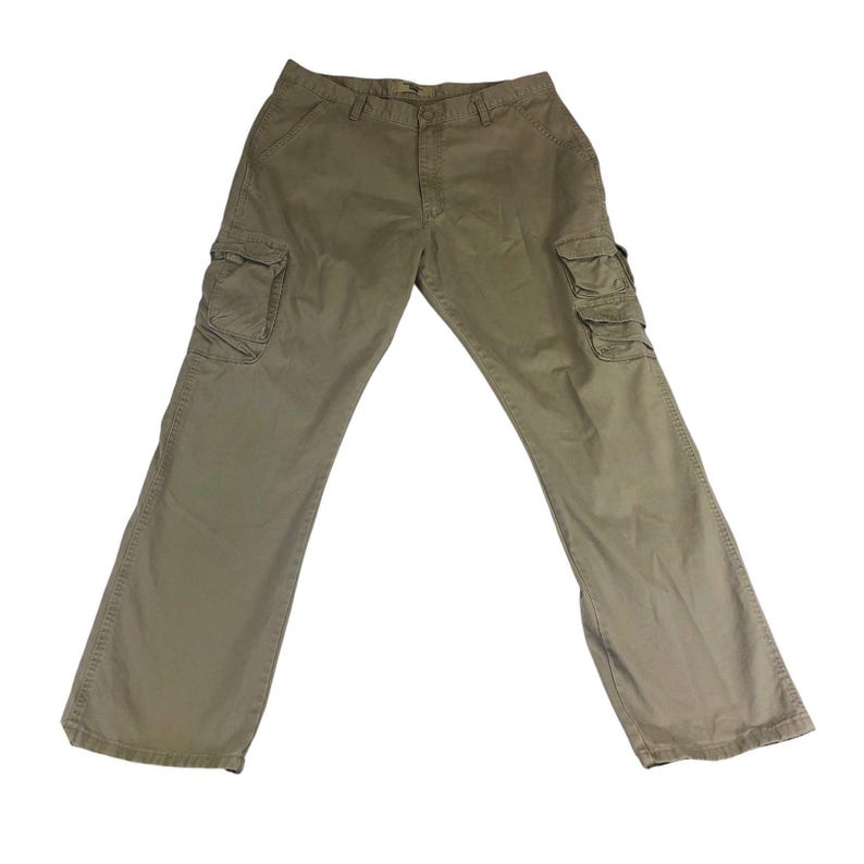 Pantalones cargo para hombre Wrangler Jeans Co color caqui oscuro, talla 38x32, pierna recta, ropa de trabajo resistente. imagen 1