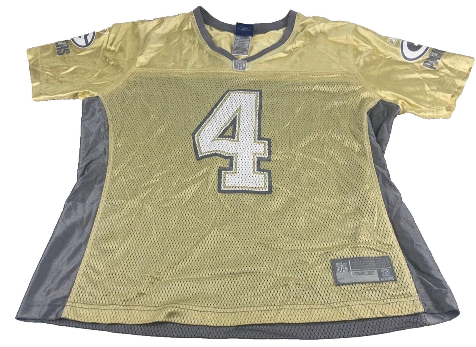 Reebok, Vintage NFL Green Bay Packers Reebok Brett Favre Womens XL Canola Sparkled Jersey