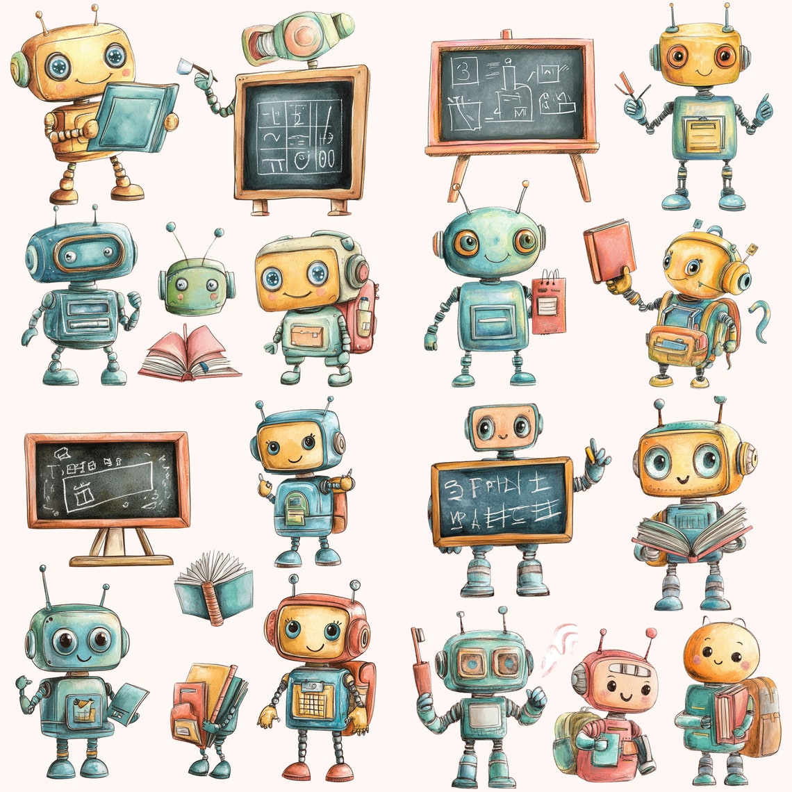 Robot Back to School Clipart Collection, High Quality Pngs, Cute Robot ...