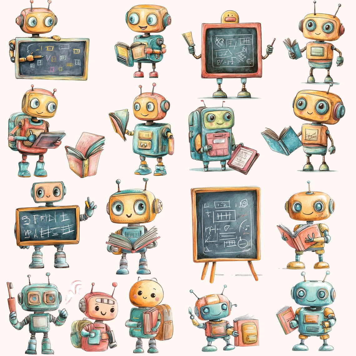 Robot Back to School Clipart Collection, High Quality Pngs, Cute Robot ...