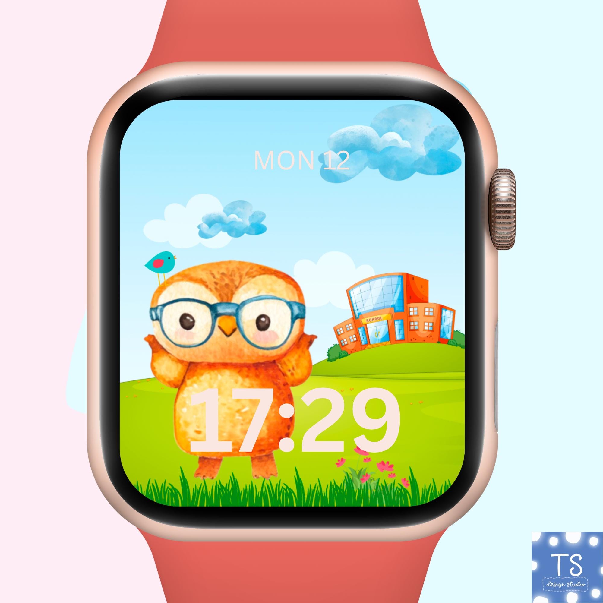 Cute Owl Back to School Apple Watch Face | Digital Wallpaper for Kids & Teachers | Cute Animal S