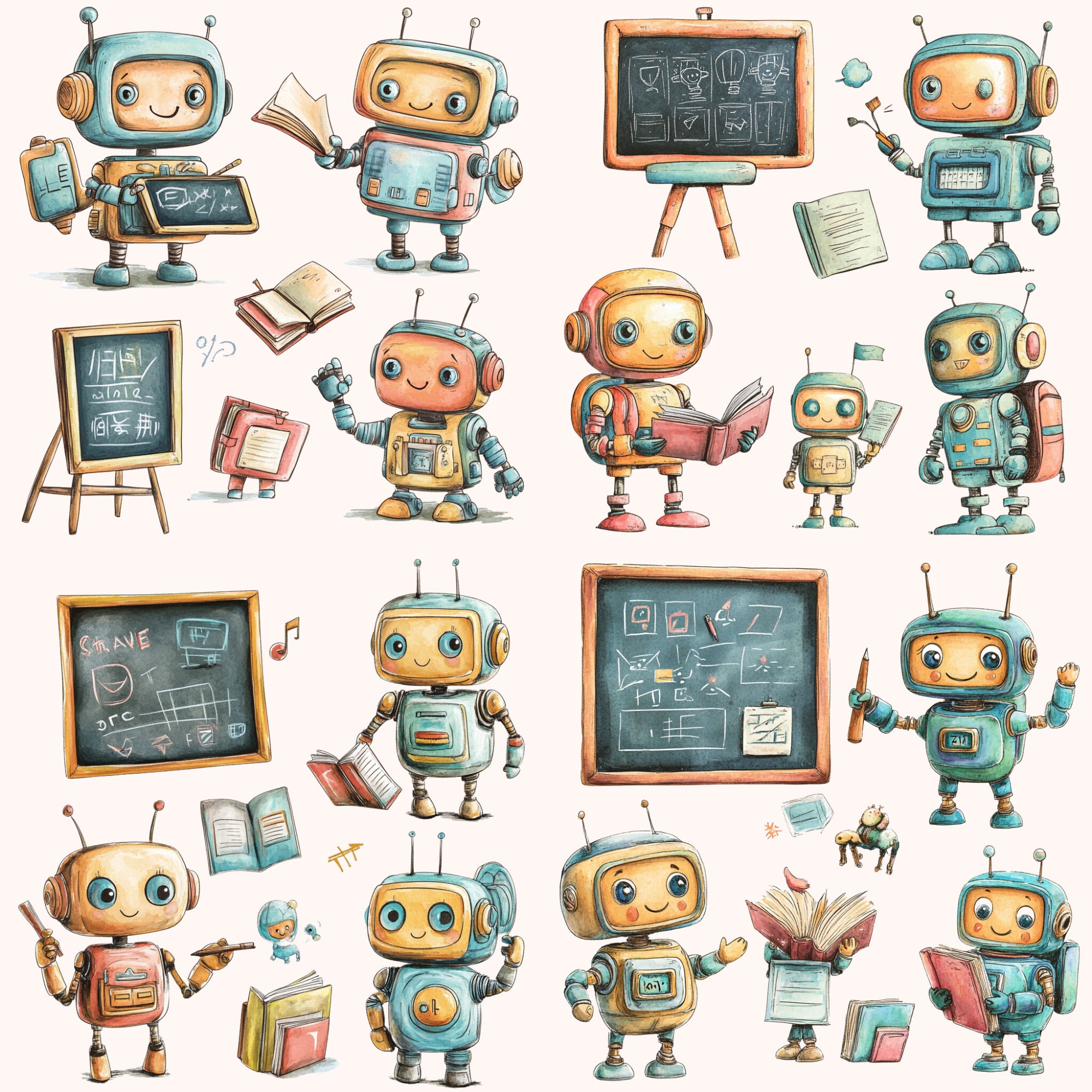 Robot Back to School Clipart Collection, High Quality Pngs, Cute Robot ...