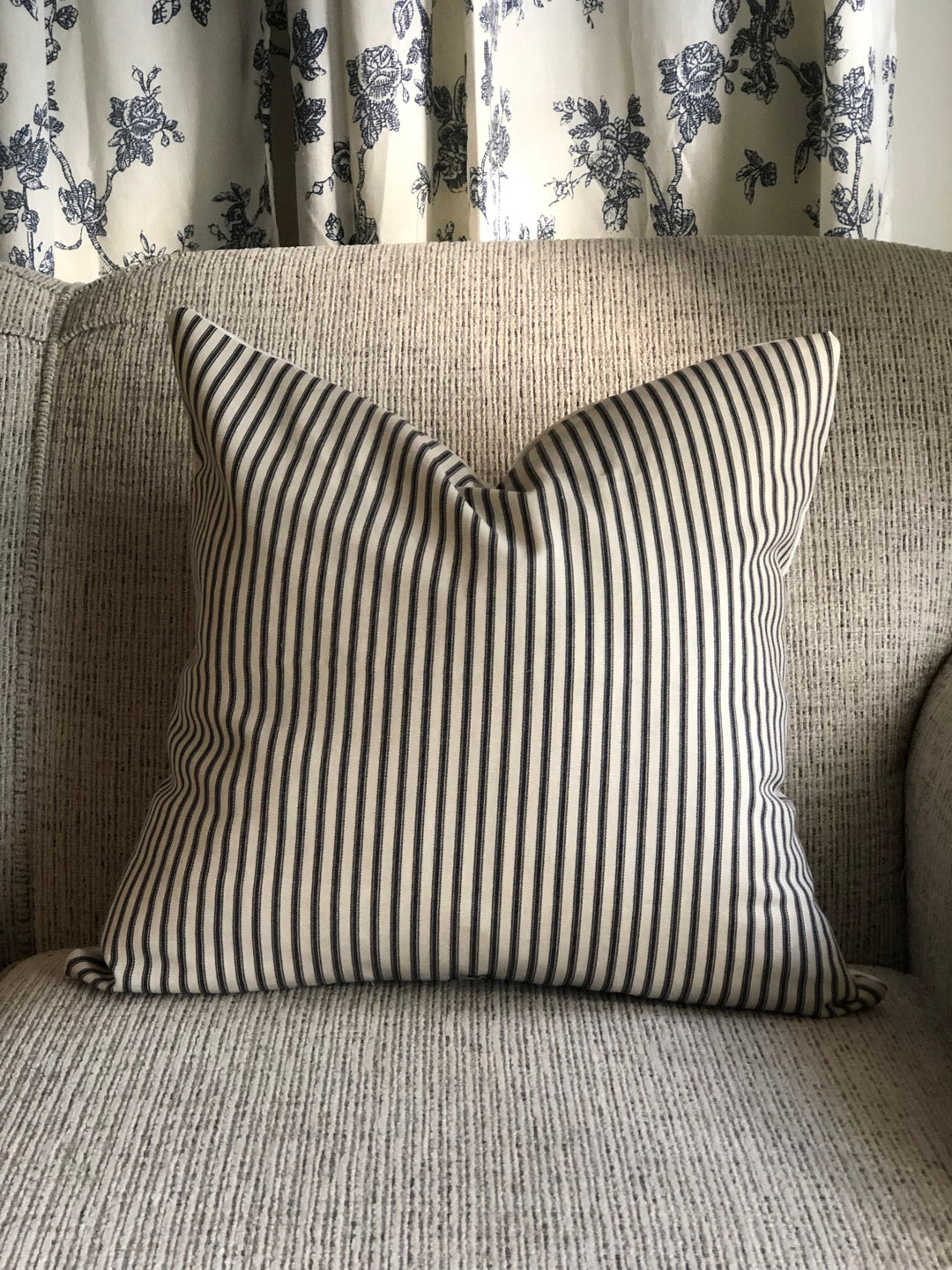 Black and Cream Striped Pillow Cover With Zipper Spring Pillow Cover