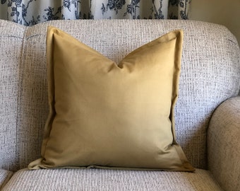 Mustard Yellow Flanged Pillow Cover || front and back with zipper || 3/4 inch flange || upholstery fabric ||