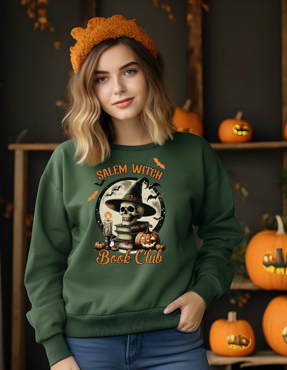 Salem Witch's Book Club, Halloween sweatshirt, Funny Halloween, Reading, Book Lover, Skull Sweatshirt, Costume, Family Holiday Shop