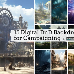 15 x Digital Backgrounds, DnD Backdrops, DnD Campaigning, Fantasy Landscapes Backgrounds, Instant Download, BONUS items