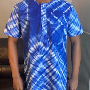 Camicie da uomo Indigo, camicie Adiré Tye e Dye Batik 100% cotone molto morbido