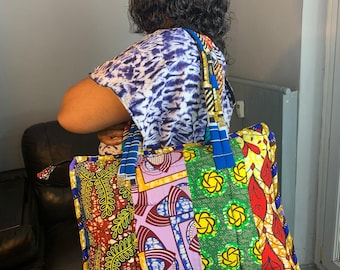 Patchwork Quilted Bag, African Wax, Ankara, batik, For Women, quality wax, multi-colored, 100% cotton.