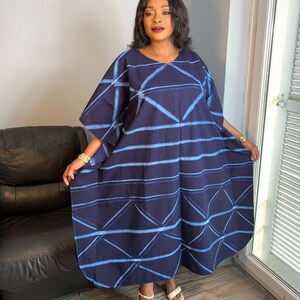 Robe Indigo Longue Bleu Adire Tye And Dye image 7