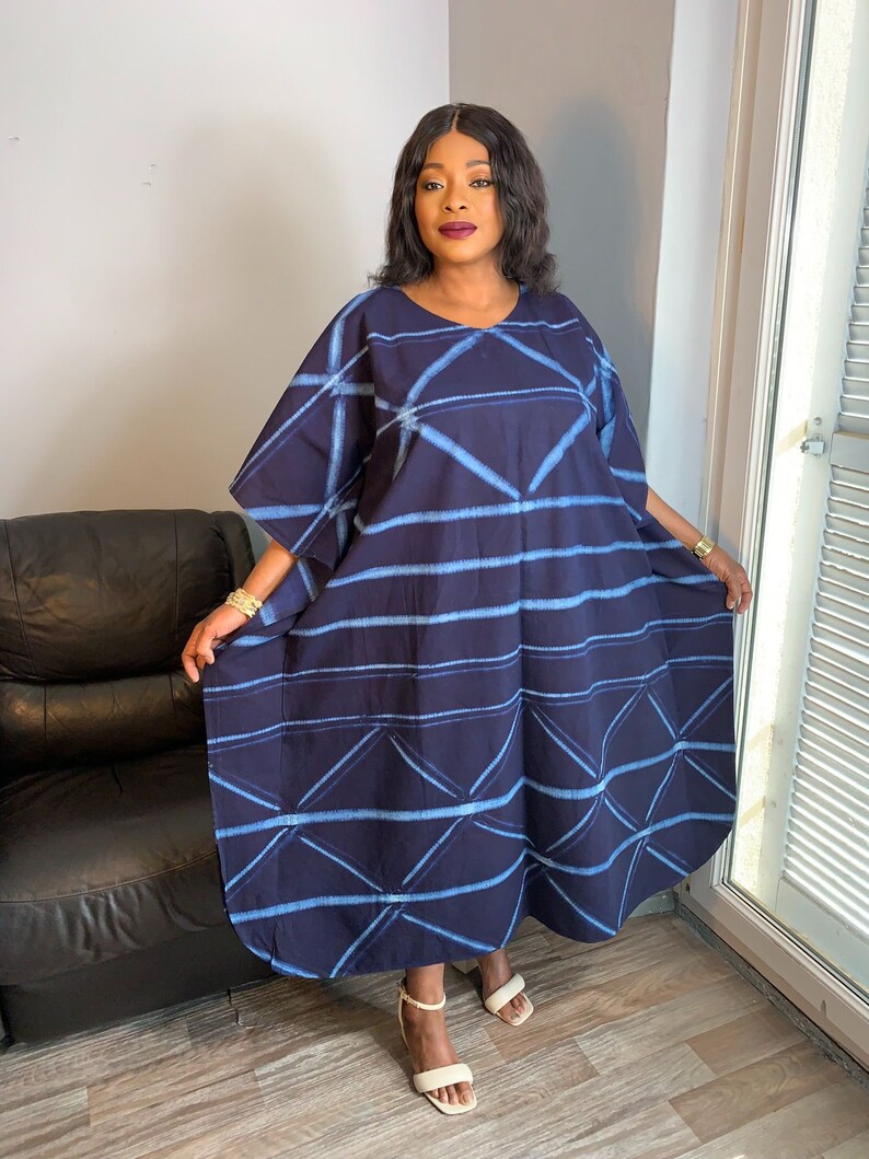 Robe Indigo Longue Bleu Adire Tye And Dye image 7