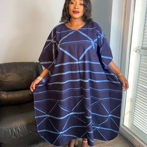 Robe Indigo Longue Bleu Adire Tye And Dye image 1