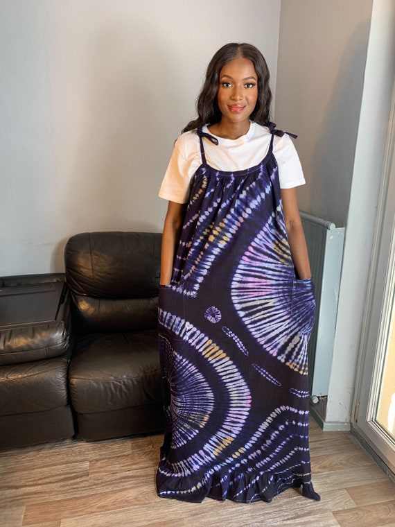 blue tie dye beach dress Swing Dress