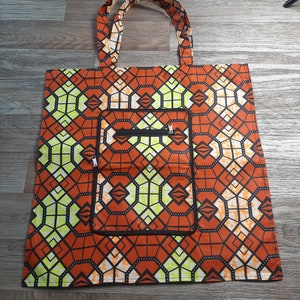Tote Bag en  Wax Africain 100 % Coton Ankara.