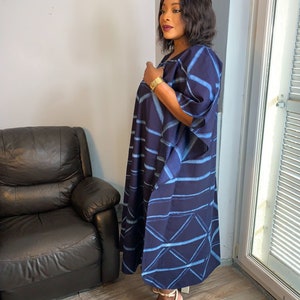 Robe Indigo Longue Bleu Adire Tye And Dye image 4