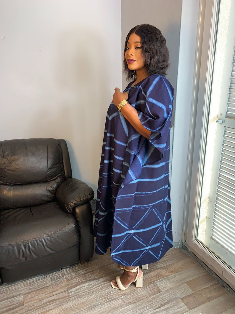 Robe Indigo Longue Bleu Adire Tye And Dye image 4