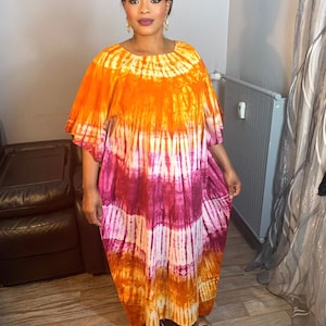 Robe Longue Batik makeba  Tye and Dye.100% Coton doux