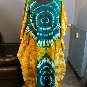 Robe Longue Batik Disque"Makeba  Adiré  Tye and Dye 100% Coton