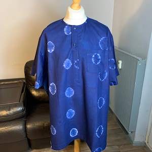 Indigo Blue Men&#39;s Shirt (Large Sizes) Oversized XXXXL Shirt 100% cotton, soft.