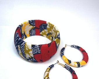 Ensemble Bracelet Boucles d'oreilles Motif Super Wax