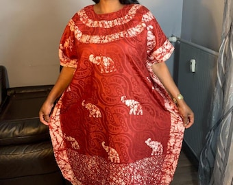 Bazin Batik Boho Style Dress with Patterns 100% Cotton