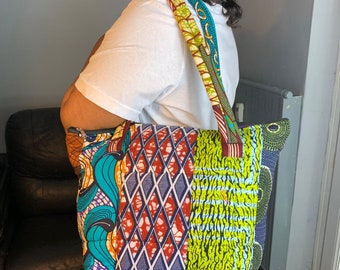 African Wax Ankara Patchwork Quilted Bag, For Women, batik, African wax, 100% cotton.
