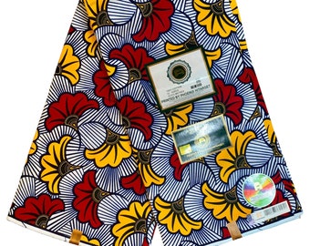 African Wax Fabric 100% Cotton Ankara 1 to 12 yards Hitarget Wax Wedding Flowers Burgundy Red Wine Multicolor Ankara