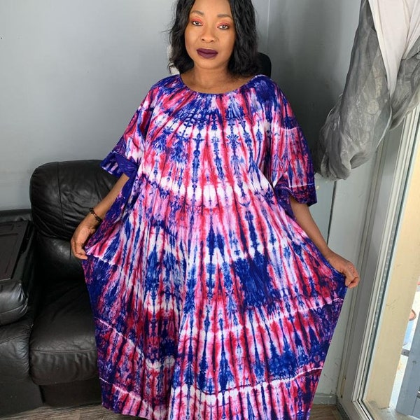 Robe Longue Boubou Batik Tie and Dye