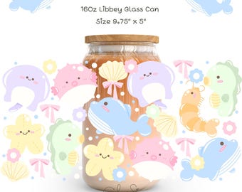 Glazen blikje Sweet Sea Wonderland inpakken | Oceaan-png (digitale download)