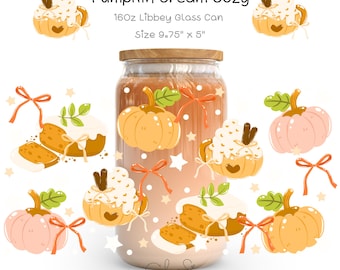 Pumpkin Cream Cozy Glass Wrap PNG: Autumn Libbey Can Design (Digital Download)
