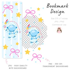 Astronaut Bookmark PNG, Cute Space Bookmark Design, Shine In Your Own Way Quote, Printable Bookmark 2.5x7, Kids Reading Gift, Digital PNG