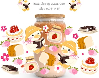 Baby Goose Picnic Glass Can Wrap, Cottagecore PNG (Digital Download)