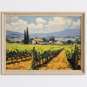 Vineyard Oil Painting, Napa Valley Vineyard Art Print, Vineyard Landscape Wall Art, Rustic Landscape Wall Art, Impressionist Painting