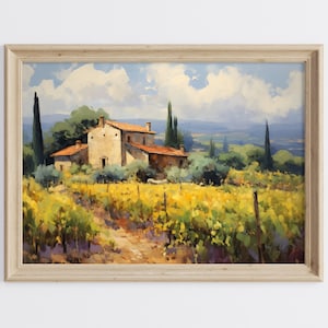 Napa Valley Oil Painting, Vineyard Art Print, Vineyard Landscape Art, Napa Valley Printable Art, Rustic Oil Painting, Impressionist Painting