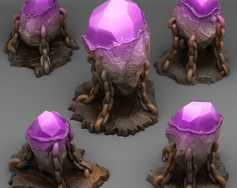 Tabletop miniature figure &quot;The Dark Crystals&quot; for 28 mm scale, available in set or individually, unpainted crystals for terrain, Grimdark, DnD