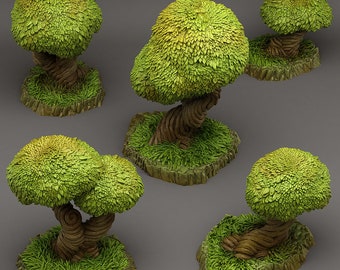 Figura miniatura de mesa &quot;Árvores Encantadas Majestosas&quot; para escala de 28 mm, disponível como um conjunto ou individualmente, árvore sem pintura para o terreno, DnD