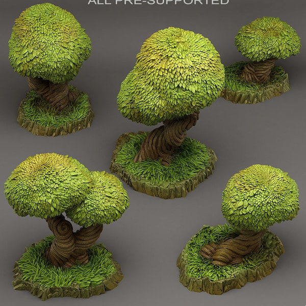 Tabletop miniature figure "Majestic Enchanted Trees" for 28 mm scale, available in a set or individually, unpainted tree for terrain, DnD