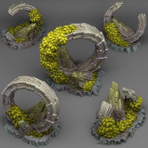 Tabletop miniature figure "Pandora Ruins" for 28 mm scale, available as a set or individually, unpainted ruin for terrain, Grimdark, DnD